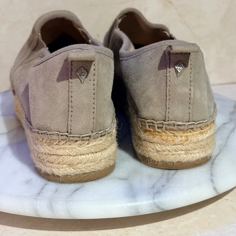Sam Edelman Carrin Taupe Suede Platform Espadrille Slip On Shoes Womens 8M